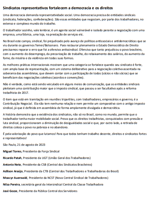 centrais contribuicao negocial nota