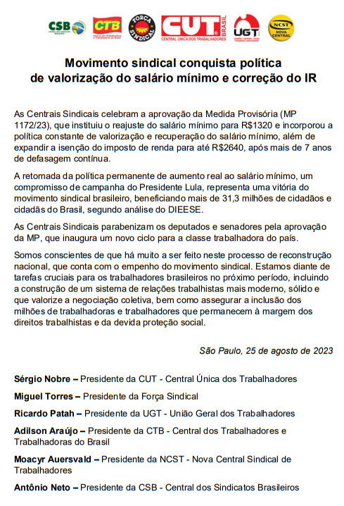 nota centrais salario minimo